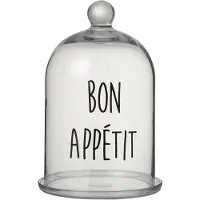 Jline Cloche bon appetit rond verre transparent/noir