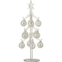 Jline Sapin + boules de noel etoiles verre argent medium