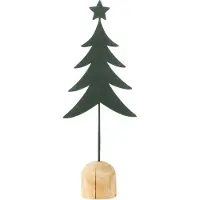 J-Line Sapin sur pied+ étoile métal/bois vert foncé small