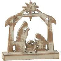 J-Line Creche bois de manguier blanc casse/naturel small