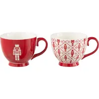 Jline Boite 2 mug casse-noisette boite cadeau ceramique rouge