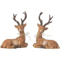 J-Line Renne Couché Porcelaine Marron 2 assortis