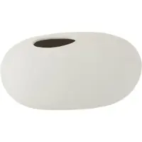 J-Line Vase ovale ceramique blanc mat large