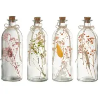J-Line Suspension bouteilles fleurs sechees colorees mix large assortiment de 4