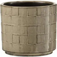 J-Line Cachepot carre ceramique beige/gris small