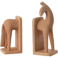 J-Line Set de 2 serre-livre cheval moderne resine terra