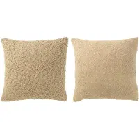 Jline Coussin carré tissage lâche/serré coton beige foncé assortiment de 2