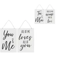 Jline Pancarte textes anglais/francais metal blanc/noir assortiment de 2