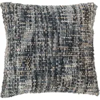 J-Line Coussin tweed acrylique/coton bleu/blanc