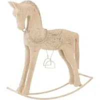 J-Line Cheval à bascule bois de manguier/metal naturel large