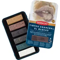Derwent Tinted Charcoal Xl Blocks Tin Of 6 (601057) (6x)