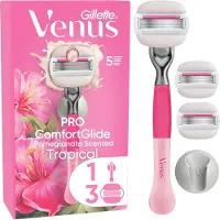 Gillette Rasoir Venus Pro Comfortglide Sensitive pour femmes, en métal, couleur argent – Rasoir + 6 lames