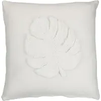 Jline Coussin feuilles carre polyester blanc