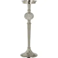 J-Line Bougeoir sur pied diamant sphere aluminium argent large