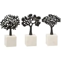 J-Line Arbre + pied aluminium/marbre noir/blanc assortiment de 3