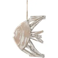 J-Line Poisson plat suspendu bois de sapin blanc wash