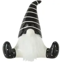 J-Line Pere noel assis ceramique noir/blanc medium