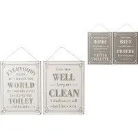 Jline Pancarte toilet anglais/francais metal blanc/noir assortiment de 2