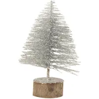 J-Line Sapin de noel decoratif plastique paillettes argent extra small