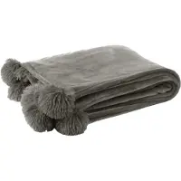 J-Line Plaid pompon polyester gris