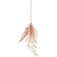 J-Line Suspension plumes + pierres paillettes vieux rose