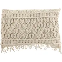 J-Line Coussin cosy rectangle cotton blanc casse