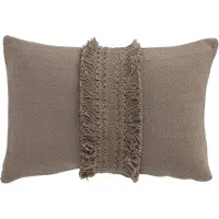 Jline Coussin rectangulaire bord floches coton taupe