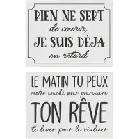 Jline Pancarte textes français retard reve metal blanc/noir assortiment de 2