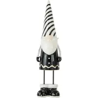 J-Line Pere noel debout rayures ceramique noir/blanc large