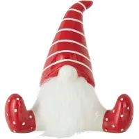 J-Line Pere noel assis ceramique rouge/blanc medium