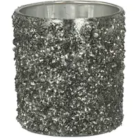 J-Line Photophore paillettes verre fume gris small
