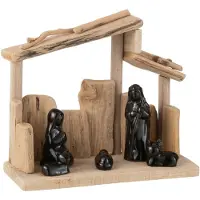 J-Line Creche toitures pente bois/ceramique naturel/noir