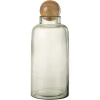 Jline Vase boule bouchon verre/bois transparent