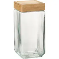 Jline Pot en verre brad verre/bambou transparent/naturel extra large