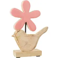 J-Line Oiseau Fleur Bois Rose Small
