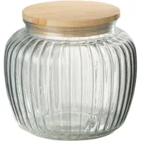 Jline Pot en verre louis verre/bambou transparent/naturel small