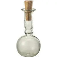 Jline Bouteille rond long bouchon verre/bois transparent
