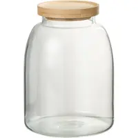 Jline Pot en verre tom verre/bamboo transparent/naturel medium