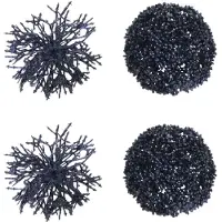 J-Line Boite de 4 boule suspendue rond/corail plastique bleu