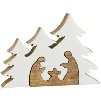 J-Line Creche sapins bois blanc/naturel