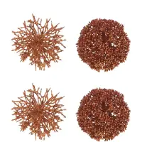 J-Line Boite de 4 boule suspendue rond/corail plastique orange rouille