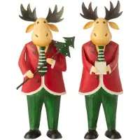 J-Line Elan debout cadeau sapin acier rouge/vert assortiment de 2