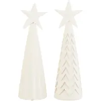 J-Line Figurines sapin de noel bois blanc large assortiment de 2