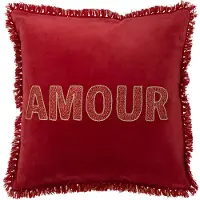 J-Line Coussin amour textile rouge/or