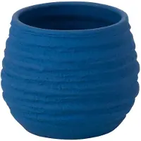 J-Line Cachepot fiesta ceramique bleu small