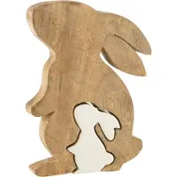 J-Line Rabbit Profile Silh - Bois de manguier - Blanc/Naturel - Petit
