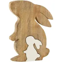 J-Line Rabbit Profile Silh - Bois de manguier - Blanc/Naturel - Large