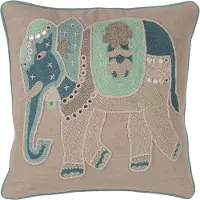 J-Line Coussin elephant coton gris/bleu