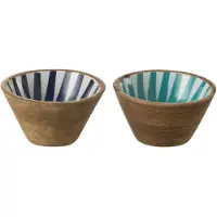 J-Line Bol lignes manguier bleu/blanc extra small assortiment de 2