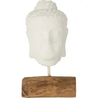 J-Line Decoration tete teck/ciment blanc/naturel